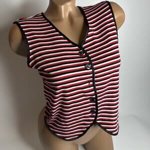 Vintage The Limited Stripe Vest Top S Red Black White Y2K Grunge Punk FLAWED